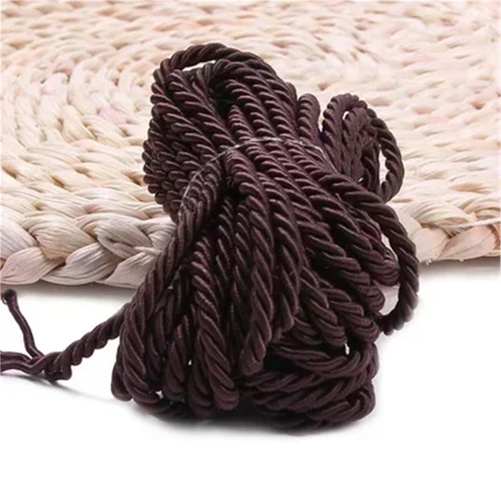 Polyester Rope 2Pcs 3 Shares Twisted Rope Polyester Braided Cords Garment Bag Strap Decor Ropes DIY Home Textile Sewing Accessories(DarkCoffee)