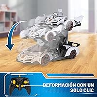 Vista 3 de FDJ Auto a control remoto - Auto robot que se transforma, juguetes transformadores, transformación a robot con un botón y luz intermitente, auto