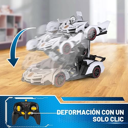 Miniatura 3 de FDJ Auto a control remoto – Transformar juguetes robot de coche, un botón de deformación a robot con luz intermitente, 2.4Ghz escala 1:18 Blanco