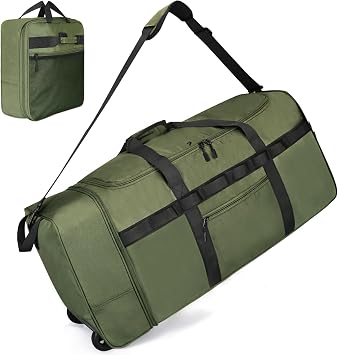 Rolling Duffle Bag with Wheels, 85L Expandable Rolling Duffel Bag for Travelling, Extra Large Foldable Carry on Travel Duffle Bag for Men