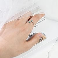 Vista 5 de Silver Open Ring Adjustable Statement Ring with Turquoise Obsidian Jewelry for Women Beautiful Double Gemstone Ring for Gift