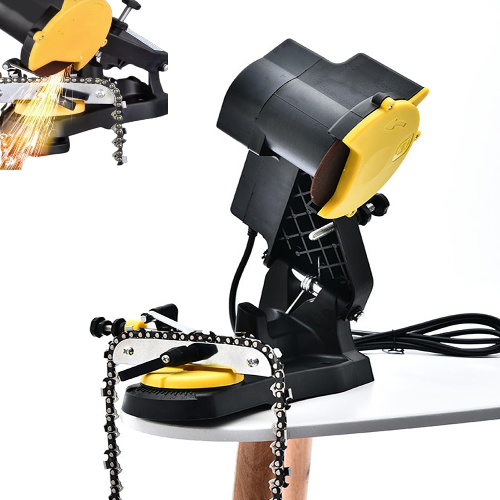 YXZQLOZ Universal Chainsaw Sharpener with 10 Grinding Discs, Adjustable Angle & Depth, for Efficient Chain Saw Maintenance