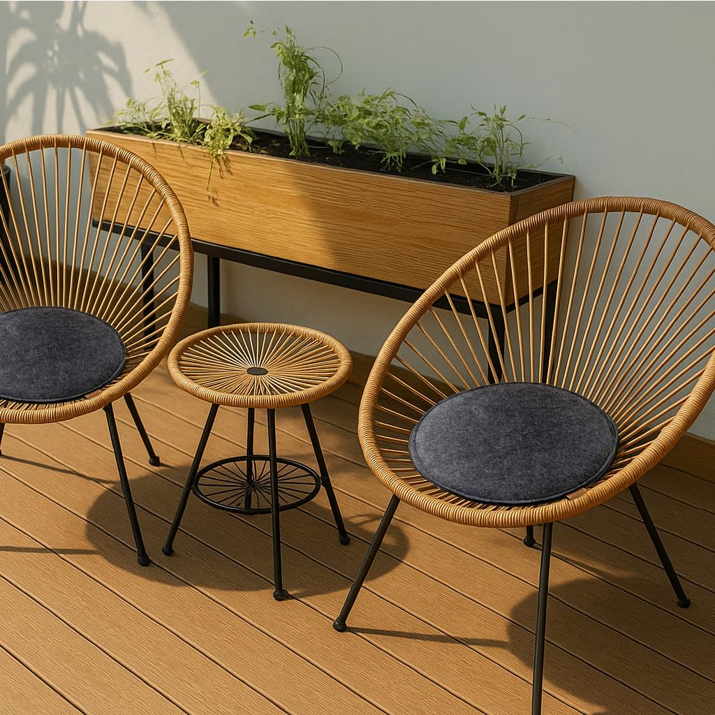 Miqio Design Filz Sitzkissen Rund mit Antirutschnoppen | 35cm | 4er-Set | Indoor und Outdoor | Nachhaltig aus recycelten PET Flaschen | Waschbare Stuhlkissen rutschfest | beige