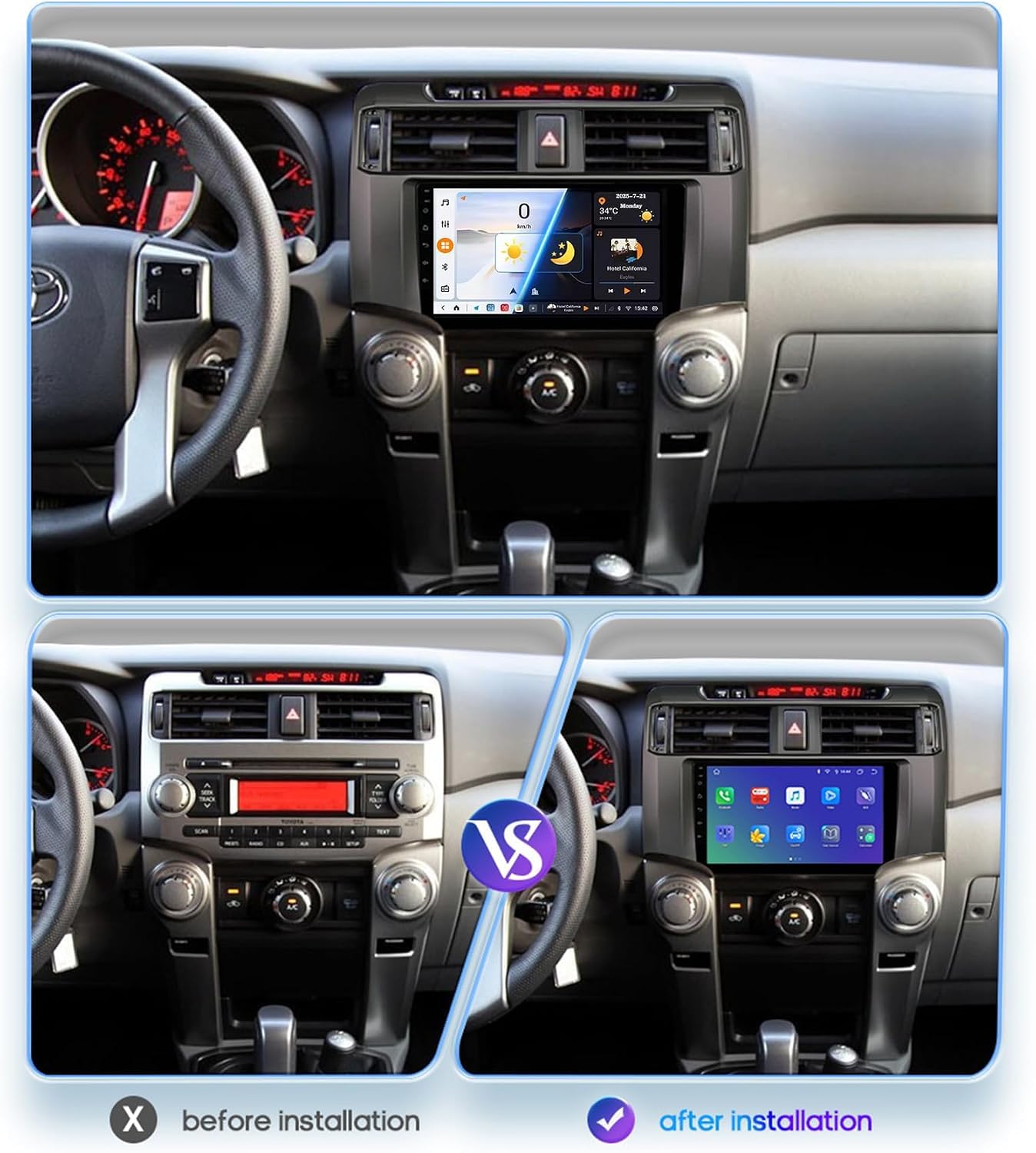 Autoestéreo para 4Runner 2009-2019 con Pantalla táctil de 9, GPS, Bluetooth, CarPlay y Android Auto M6 Pro3 (Grey)