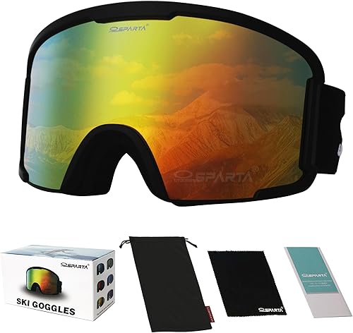 OUTDOOR SPARTA Gafas de esquí para adultos, compatibles con casco, para hombres y mujeres, con 100% protección UV, SNOW-044