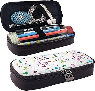 Abstract Paint Splashes Print Leather Flap Cosmetic Case, Cosmetic Bag, Zipper Storage Bag, Leather Flap Stationery Bag