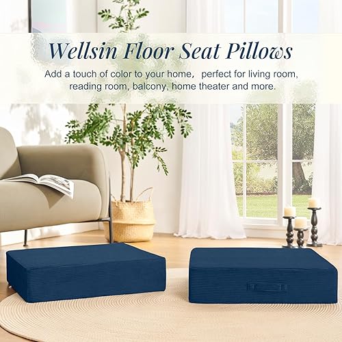 Miniatura 3 de Wellsin Almohadas cuadradas sólidas para suelo para adultos y niños, cojín grande de meditación con espuma viscoelástica gruesa y funda de