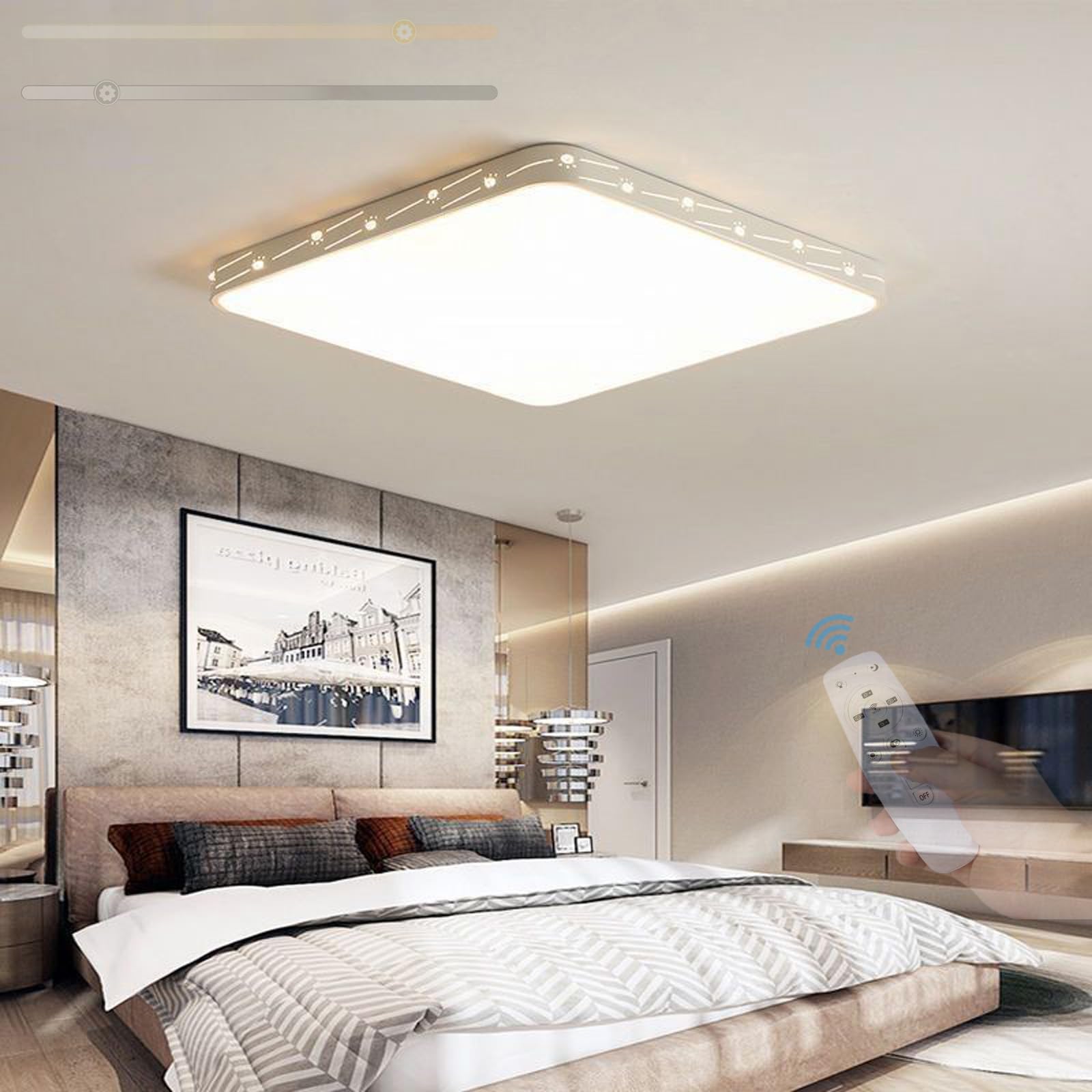 Lampe plafond dimmable de 3000K à 6500K avec télécommande métal - 8