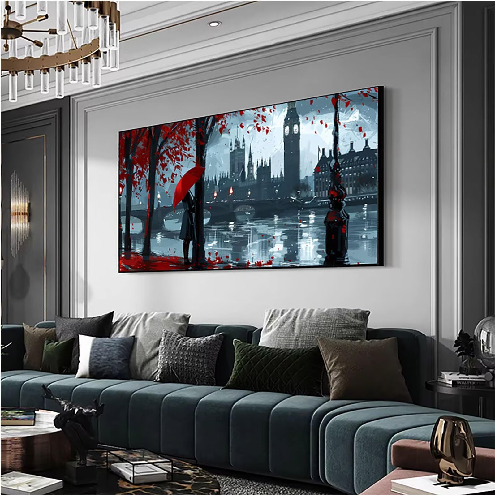 YALNSENN Big Ben 60 x 120 cm, malowanie według numerów, zestawy dla dorosłych i dzieci, rękodzieło artystyczne, zestaw do malowania numerów, pędzle i pigment akrylowy, jezioro D-40