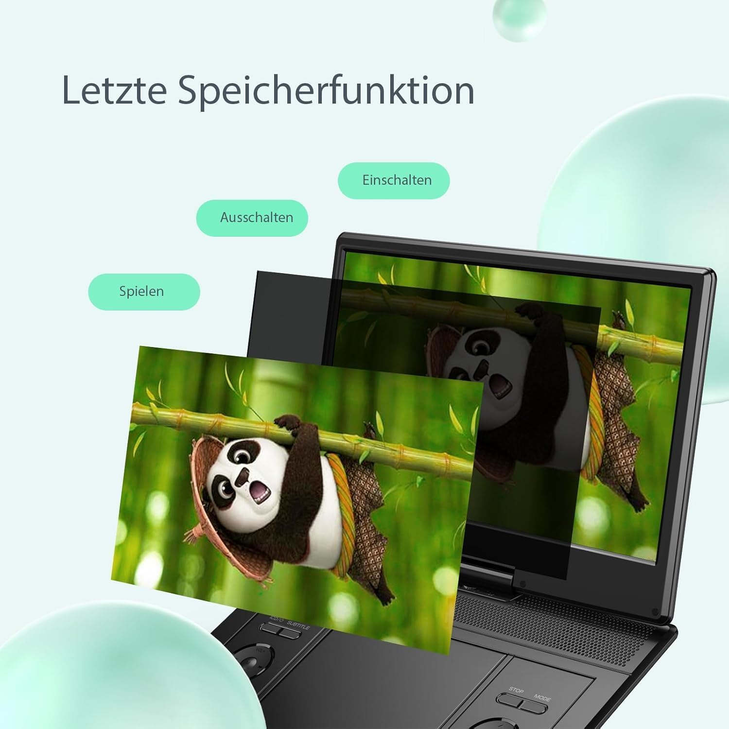 Yoton16,9" Tragbarer DVD-Player mit 14,1" HD-Drehbildschirm, ideal fürs Auto, 6 Stunden Akkulaufzeit, intelligente Speicherwiedergabe, USB/SD-Karten-Unterstützung [Kein Blu-ray-Support]