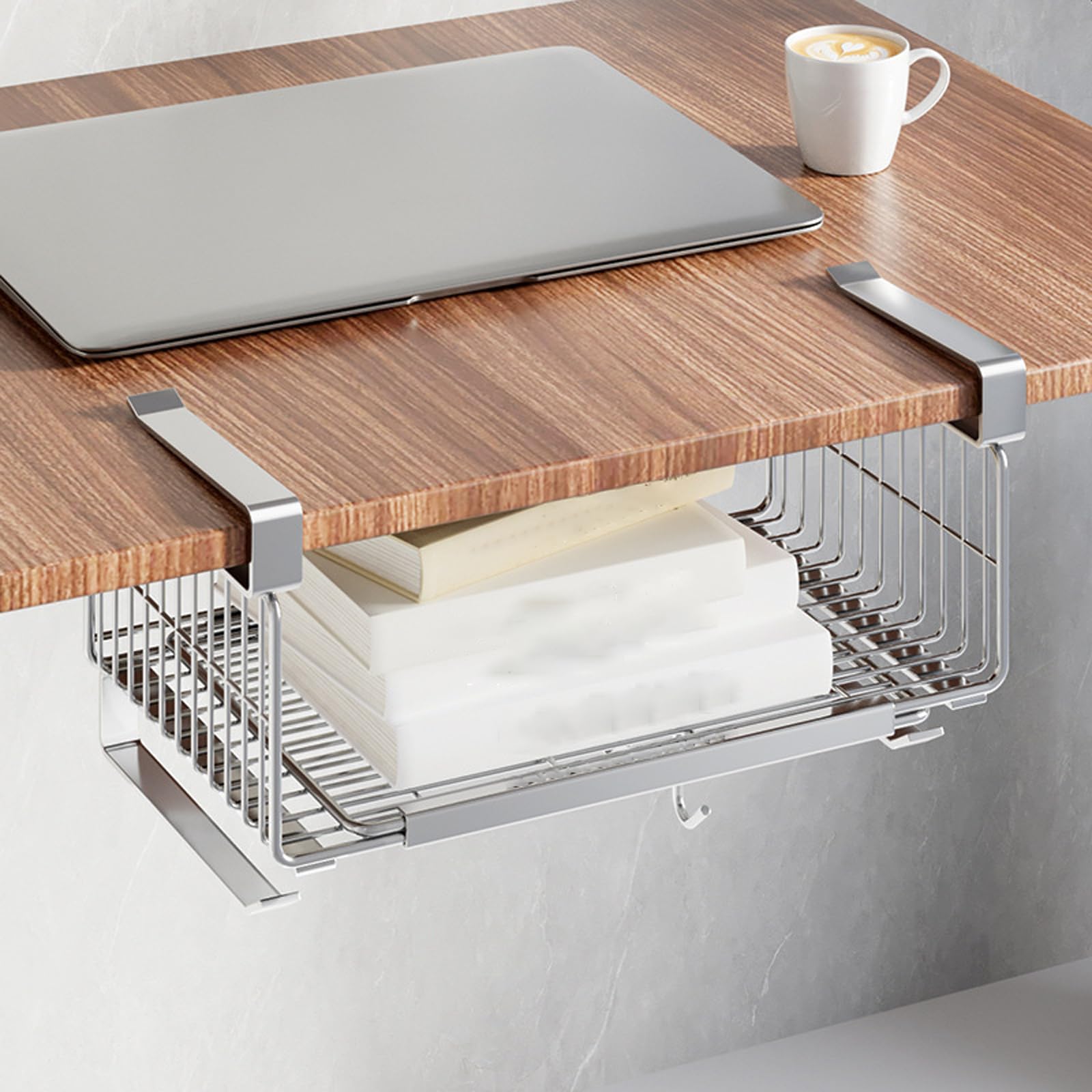 Cesta Colgante para Baldas,Cestas Almacenamiento Cocina Bajo Estantes,Cestas Colgantes para Armarios De Cocina,Plegables,Ajustable,para Cocina,Oficina,Despensa,BañO,Armario
