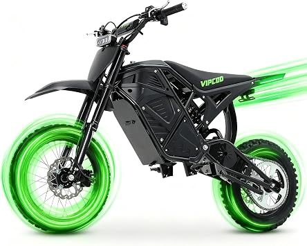 VIPCOO H3 Electric Dirt Bike for adults Teens,3500W Electric Motorcycle 220Nm Motor - 39Mph,60 Slope,48V/23Ah Removable Battery,Dual Hydraulic Brakes & Full Suspension Fit Age 13+
