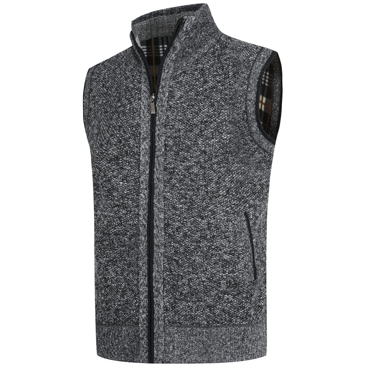 YOUTHUP Gilet da Uomo Senza Maniche Canotta Invernale in Maglia Foderata in Pile con Cerniera Spessa