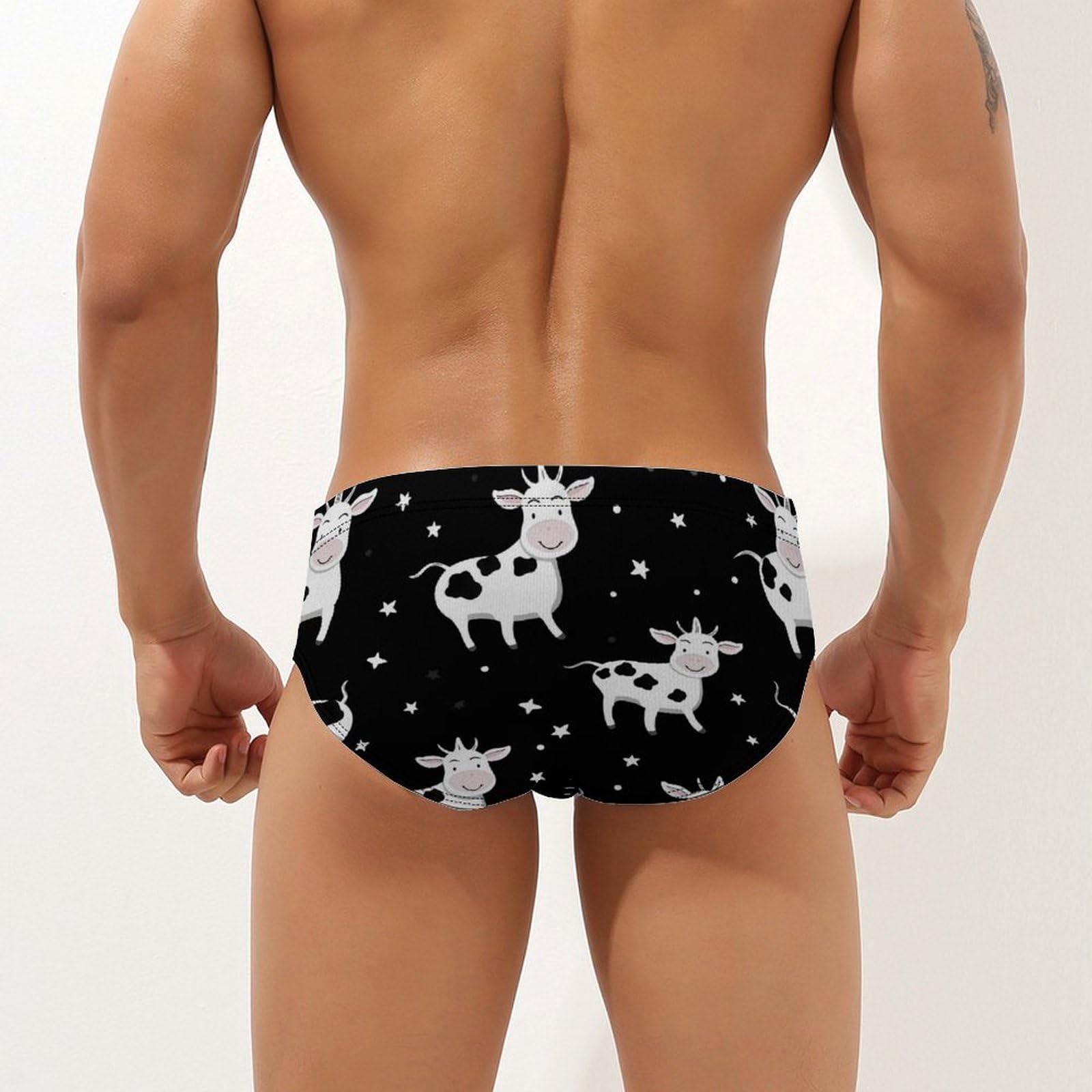 Funny Cow Unicorn Mens Swim Briefs Quick Dry Swim Trunk Bikini Underwear Swimsuit XL