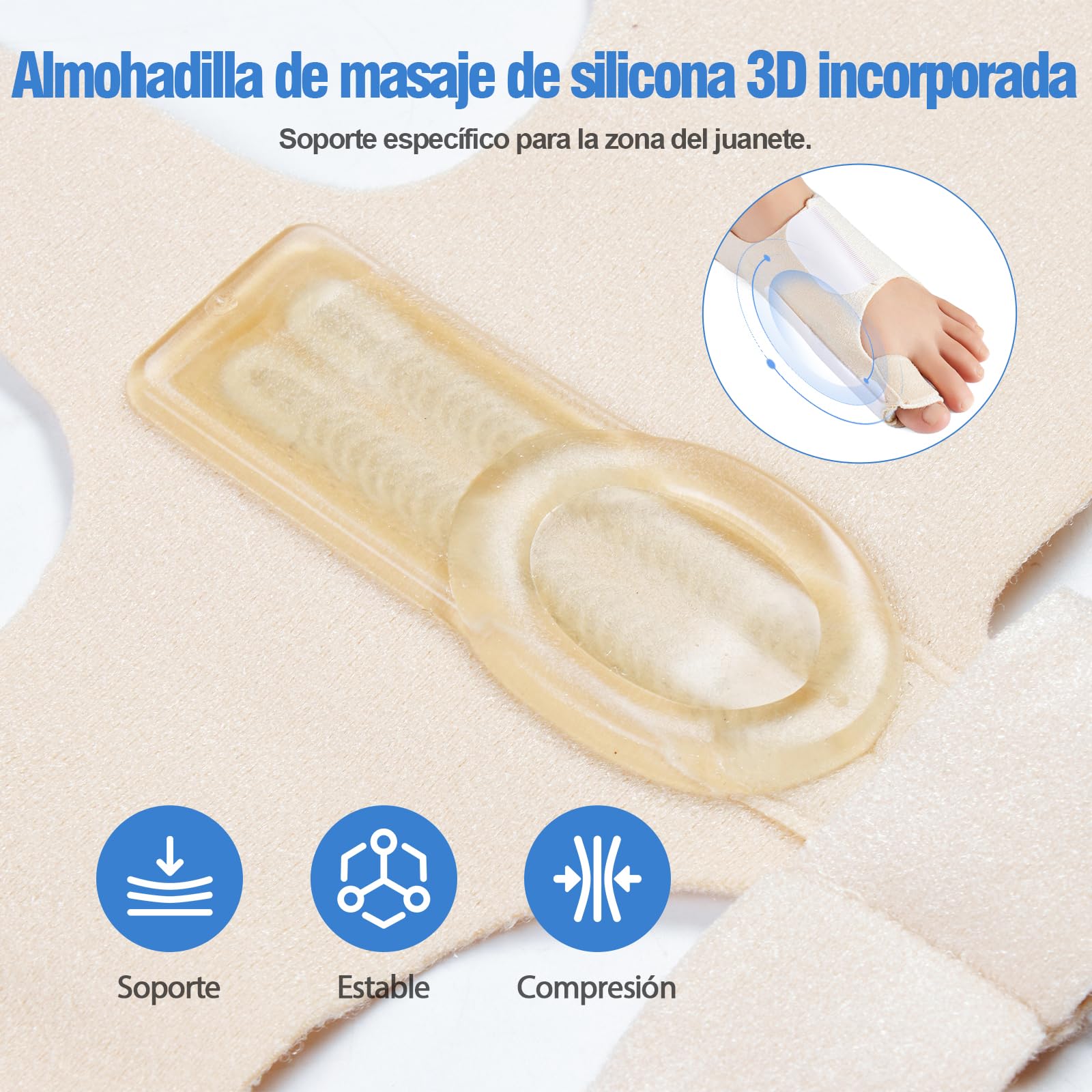 Corrector de Juanetes para Mujer y Hombre – Separador Dedos Pie Ajustable con Almohadilla de Gel para Aliviar el Dolor de Juanetes – Talla Única, 1 Par