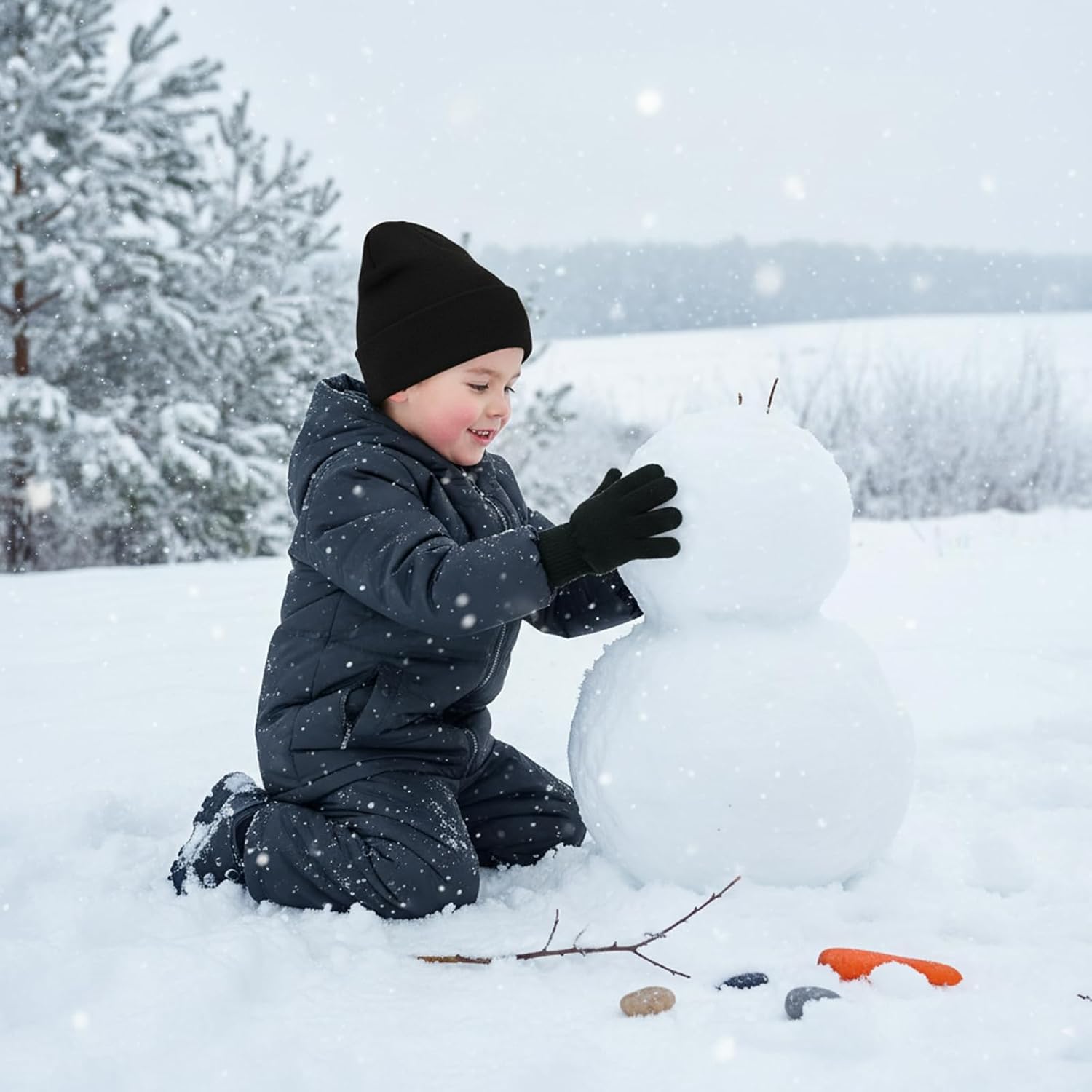 Vegove 12 Pack Kids Hats and Gloves Bulk, Toddler Knit Beanie Mittens for Winter School Charity Homeless Boy Girl 3-8 Yrs - Image 3