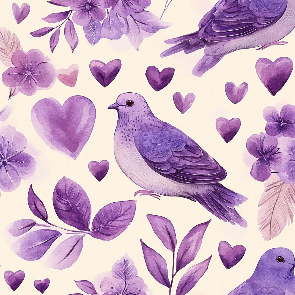 Jiaoqss H Peel And Stick Wallpaper Purple Floral Stick On Wallpaper Birds Eart Renter Friendly Living Room Vinyl Wrap For Furniture Bedroom Removable Contact Paper