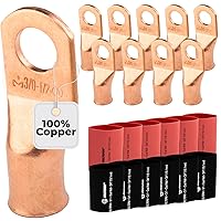 Vista 69 de SELTERM - 2 terminales de anillo resistentes para cable de batería, calibre 4 AWG, pernos de 3/8 pulgadas, terminales de calibre 4, ojales de cobre