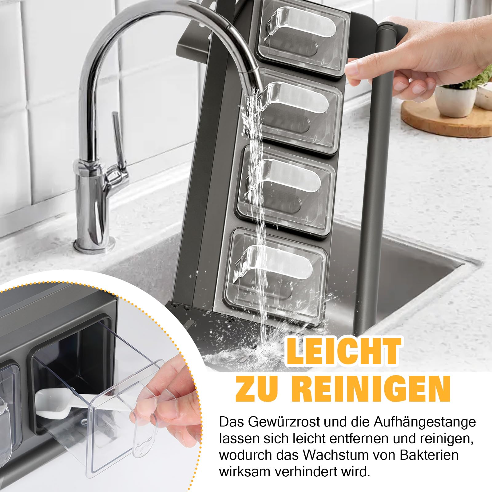 Estantería para especias con botes de especias, estantería de cocina de pared sin necesidad de taladrar, juego de combinación de organizador de cocina y estante de almacenamiento, estante para