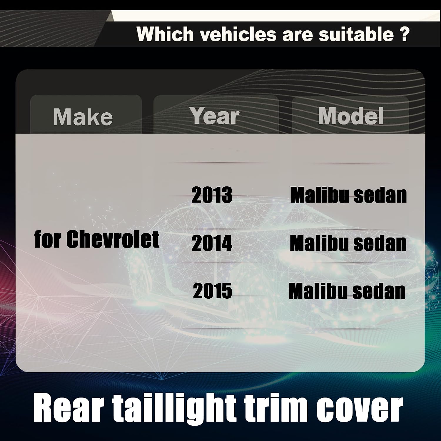 STSEV01 Taillight Cover Trim Fit for Chevy Malibu 2013 2014 2015 Accessories LS/LT/LTZ,Tail Light Smoked Black Style Rear Lamp Protective Guards Exterior Decoration