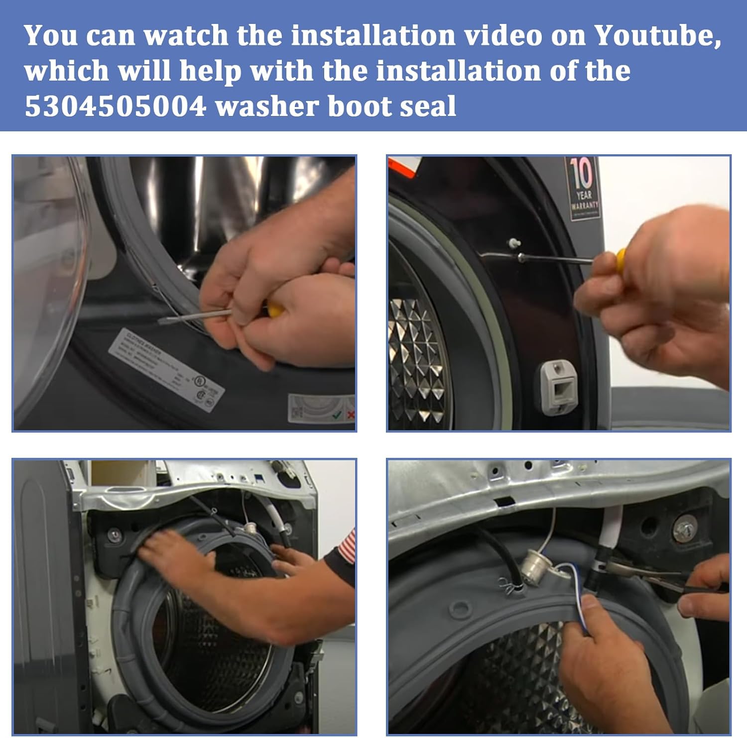 5304505004 Washer Door Boot Seal Replacement for Frigidaire Electrolux Washing Machine Door Gasket Part EFLS517STT0 EFLS517SIW0 EFLS627UTT0 EFLS527UIW0 EFLS527UTT0