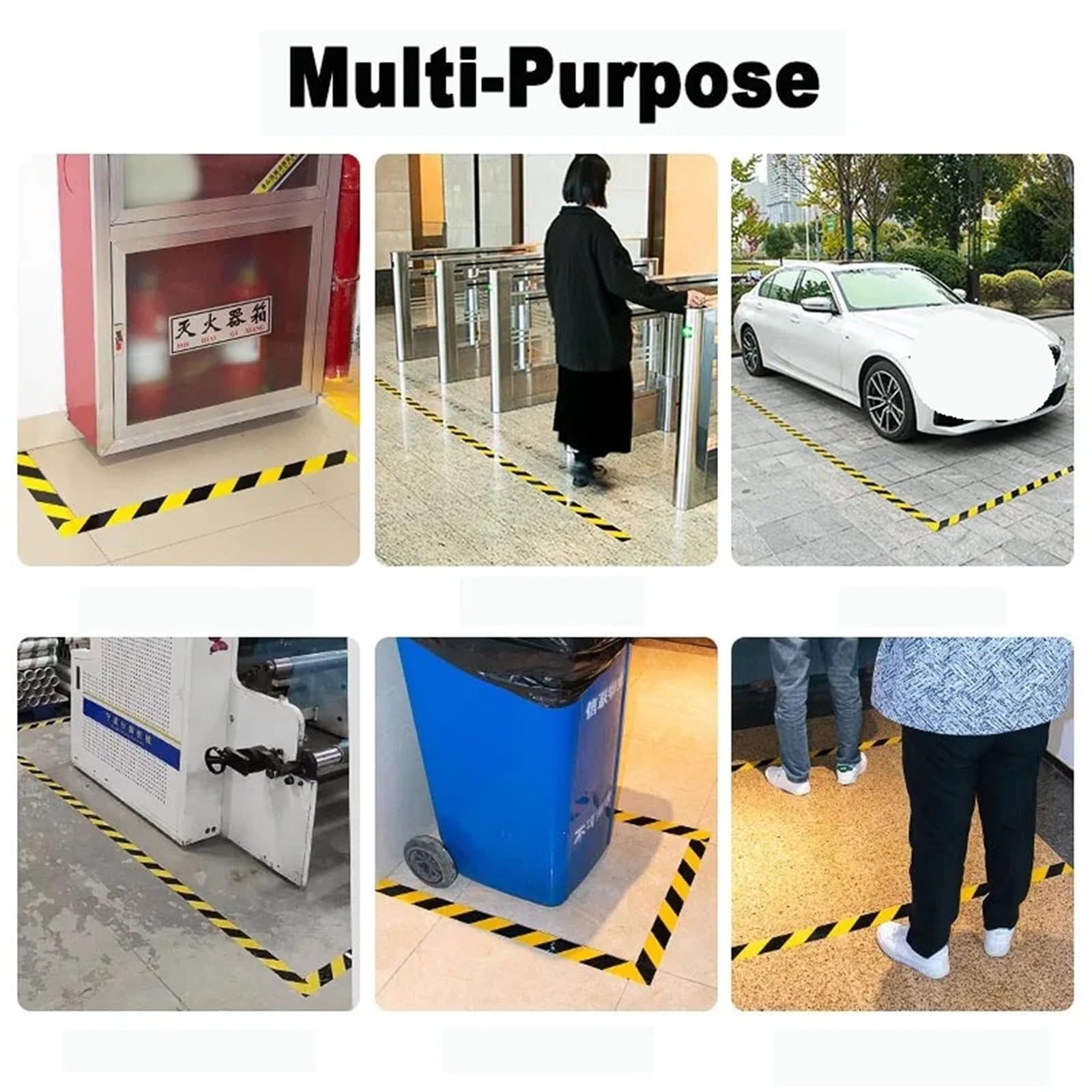 Cinta de precaución amarilla y negra for señalización seguridad en suelos, escaleras, tuberías equipos fábricas almacenes Para Suelo(100mm)