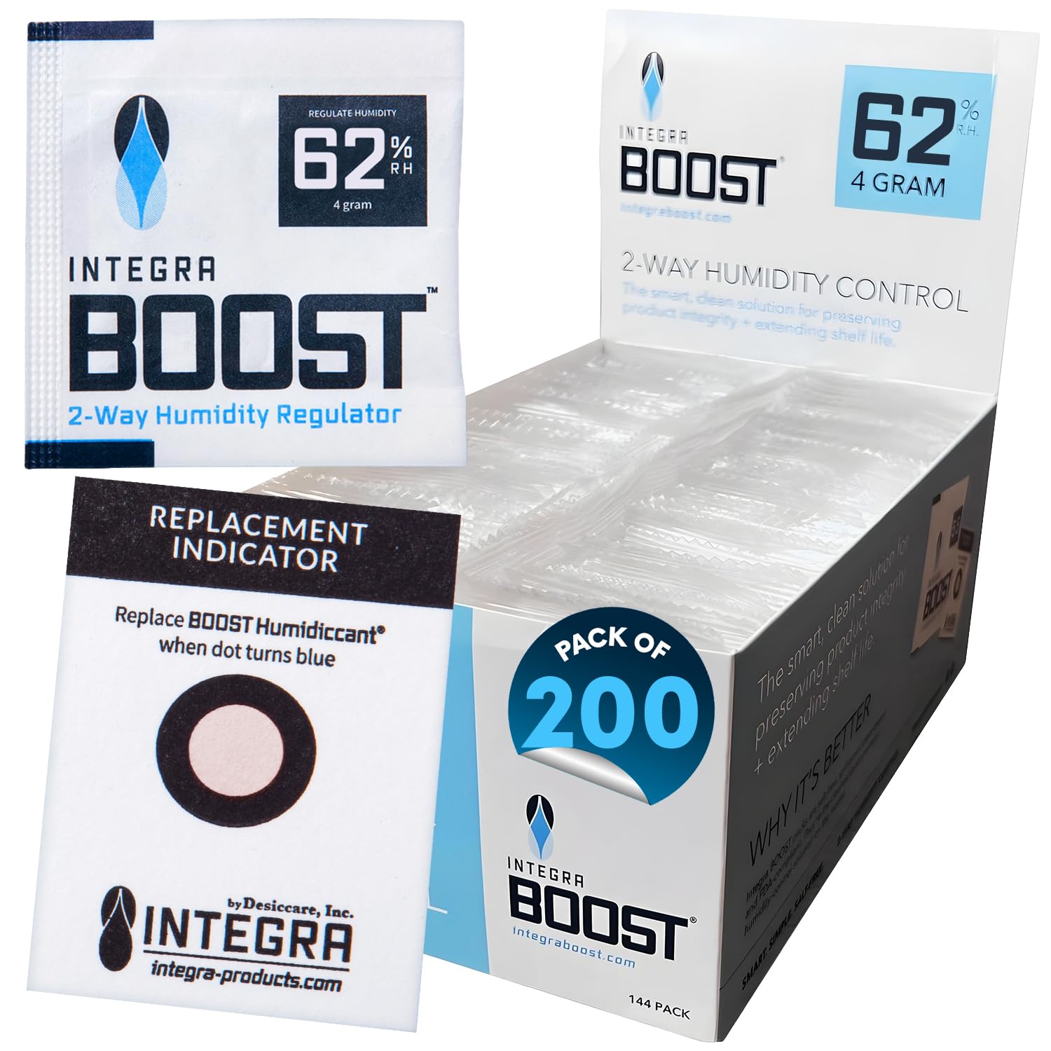 Integra Boost 62% RH 2-Way Humidity Control Pack, 4g, Pack of 200