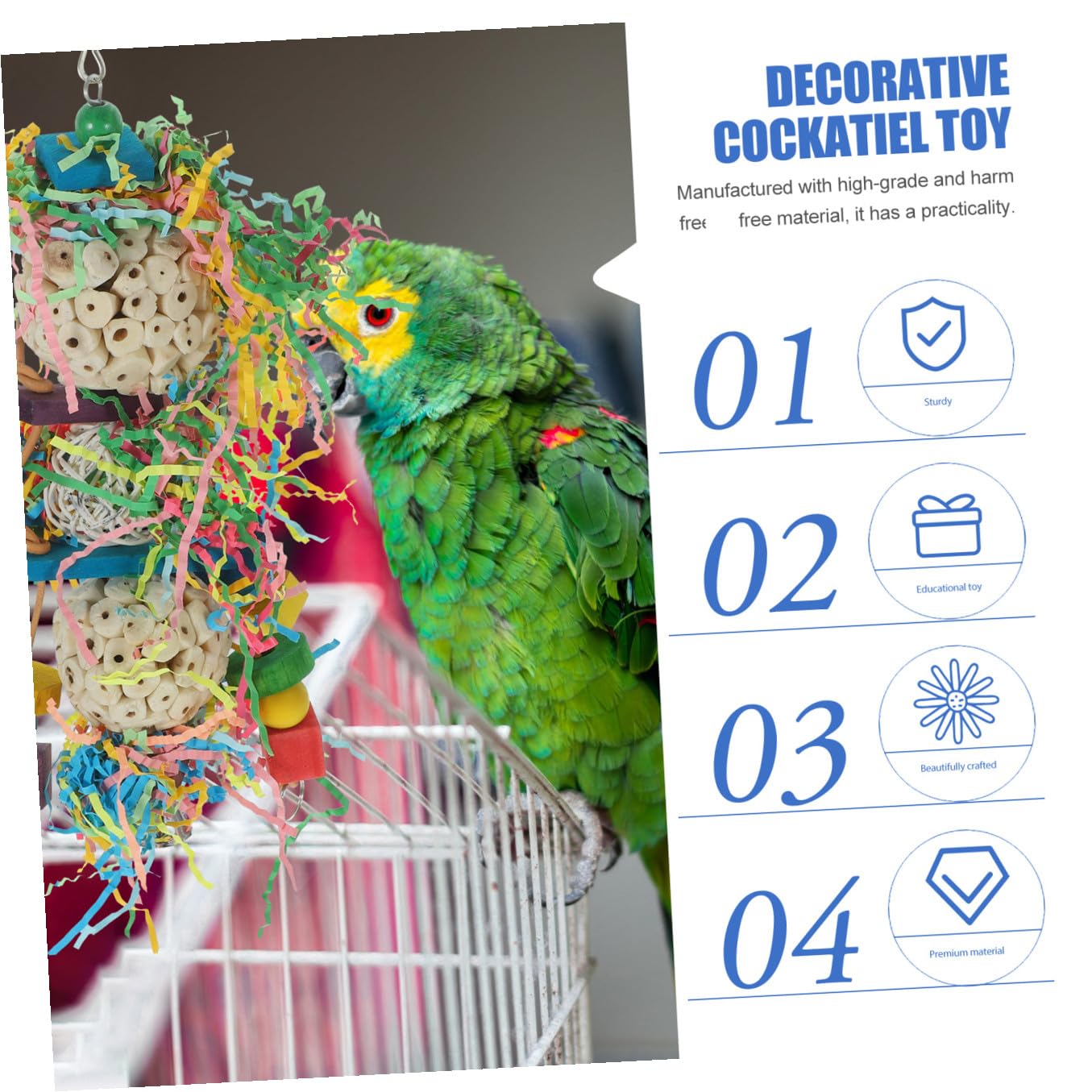 Beaupretty 3pièces Jouet à Mâcher pour Perroquet Accessoire Naturel pour Oiseaux Jouet Suspendu Décoratif pour Cockatiels Perruches Et Oiseaux
