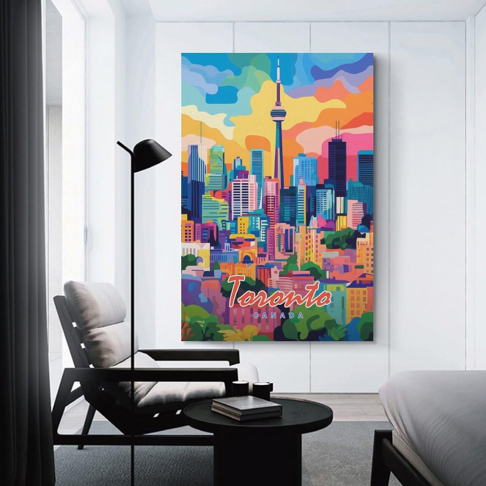 Junmoney Toronto Skyline Art Print Wall Art Print, 20x30inch(50x75cm), for Living Spaces, Bedrooms Or Relaxed Rooms, Decorative Artwork for Empty Walls