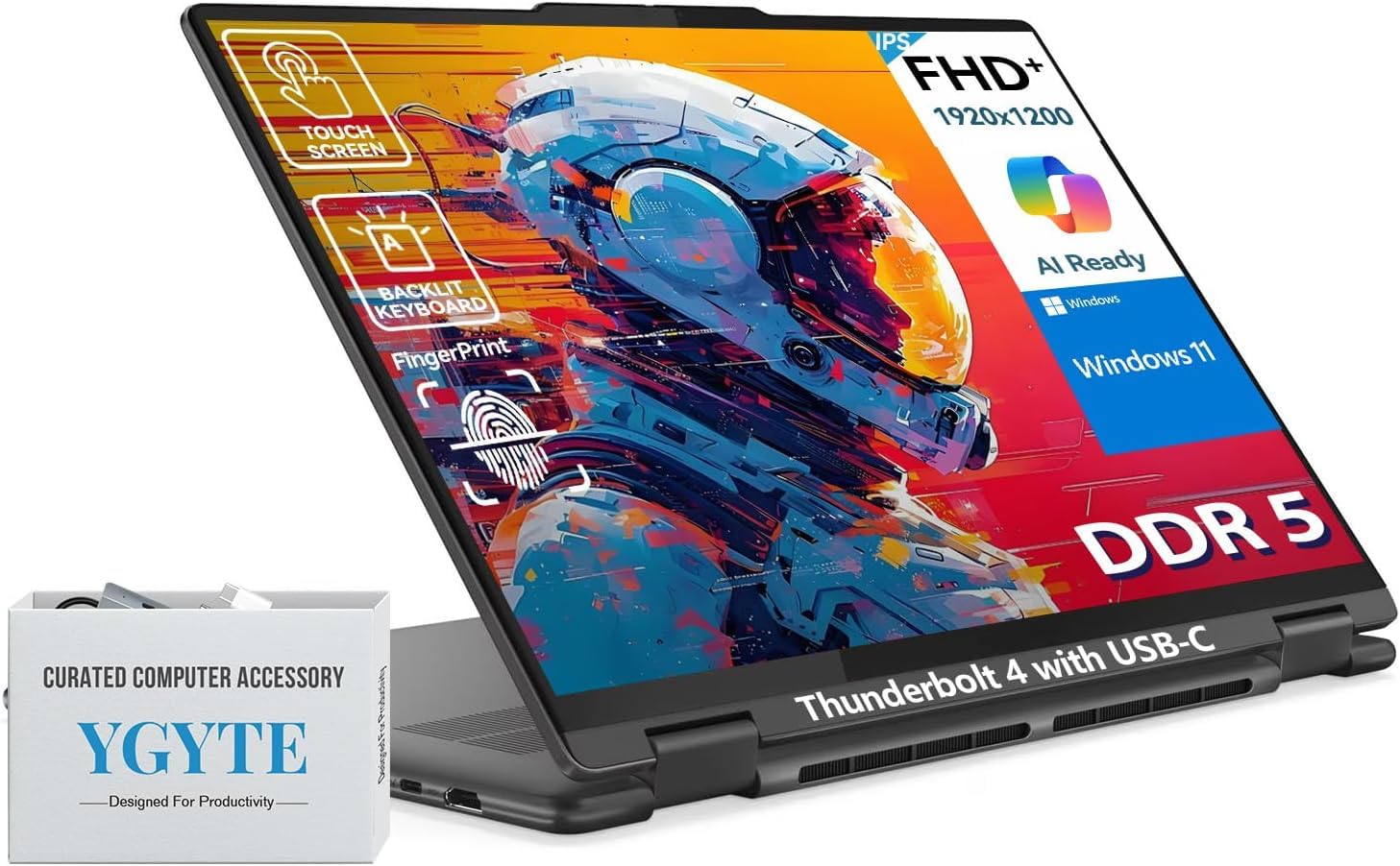2025 Yoga 7i 2 in 1 Laptop Touchscreen, 16" FHD+ 360 Foldable Touch Screen Convertible, Intel Core Ultra 7, 16GB DDR5 RAM 1TB SSD+512GB PSSD, Windows 11 Pro|Backlit|Fingerprint|YGYTEaccessory