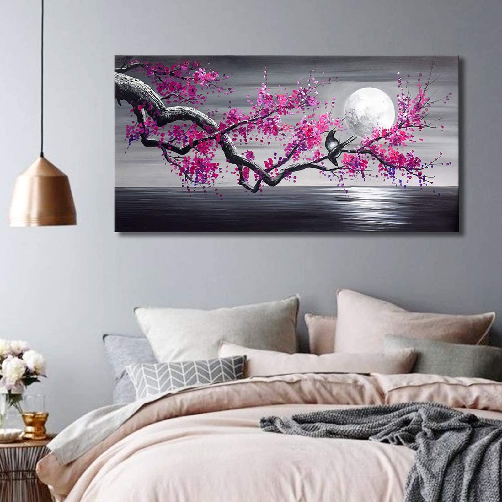 Trayosin Diamond Painting Erwachsene Blumen Diamant Painting Bilder Groß XXL Lila Blume Diamond Painting Set Full Drill Wandkunst Als Geschenk Und Wanddekoration Wohnzimmer Home Büro (120x50cm)