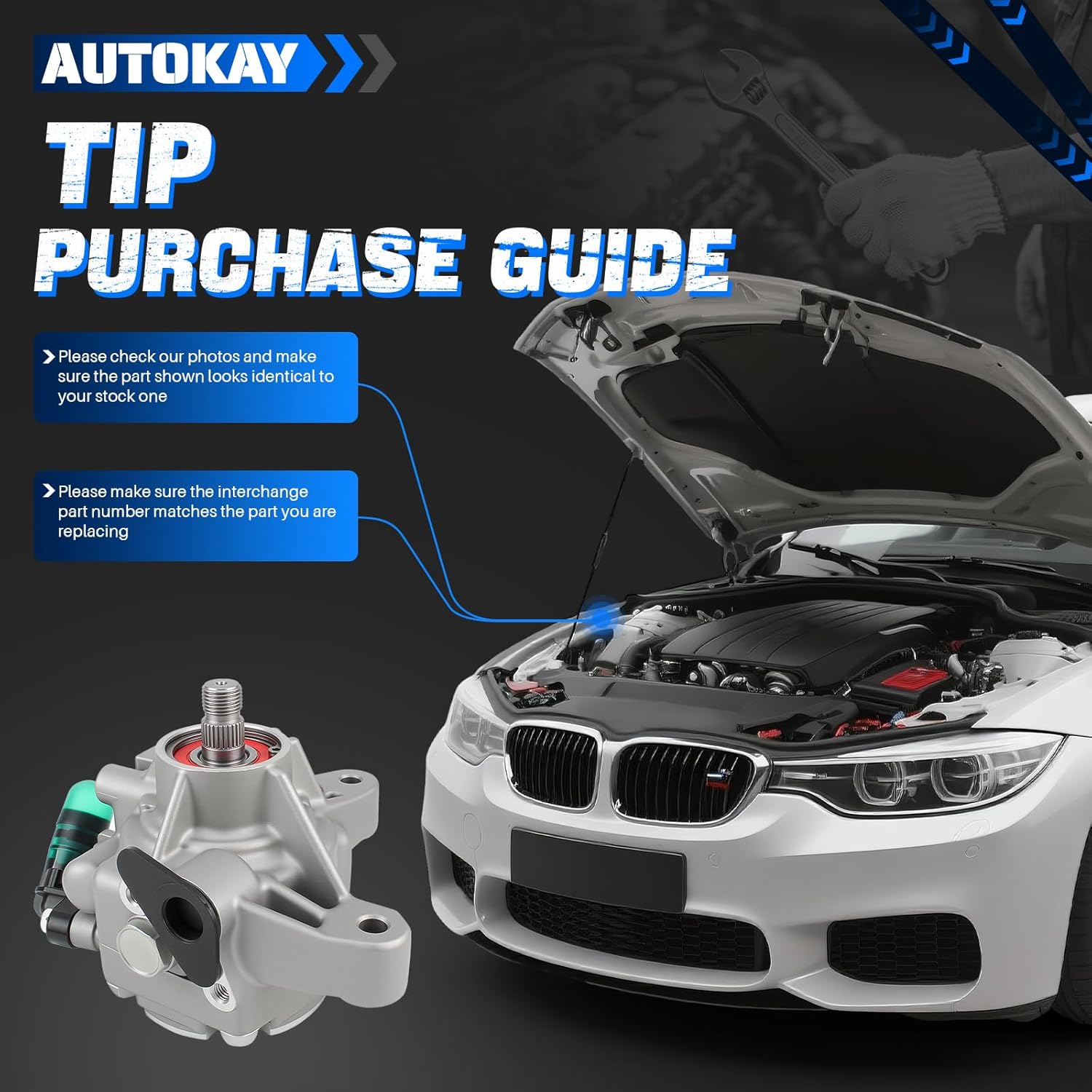 AUTOKAY Power Steering Pump SP5419 for Honda CR-V Accord Element for Acura TSX RSX RDX 2006-2007