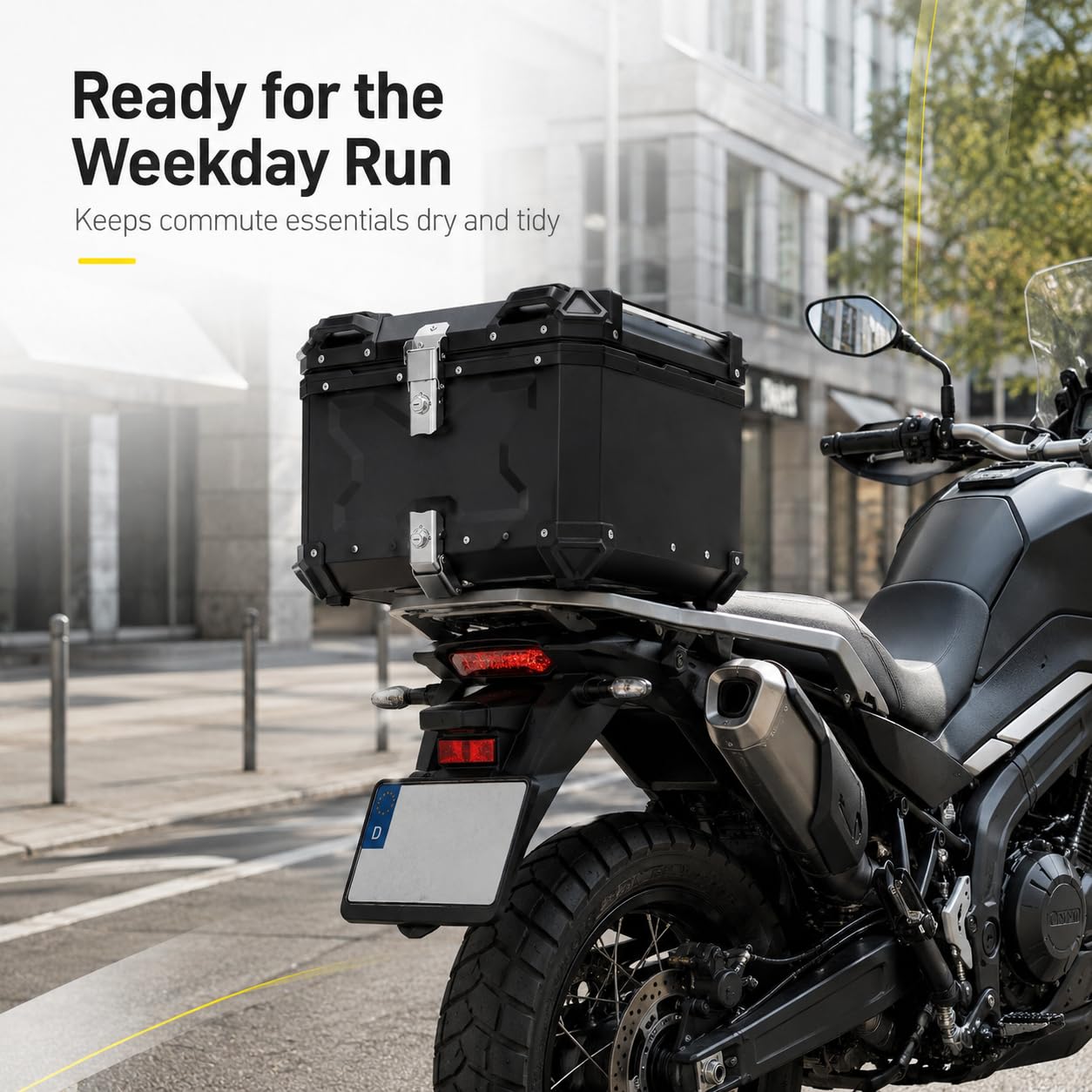 Topcase na motocykl 55 l, stop aluminium, górna obudowa do skuterów
