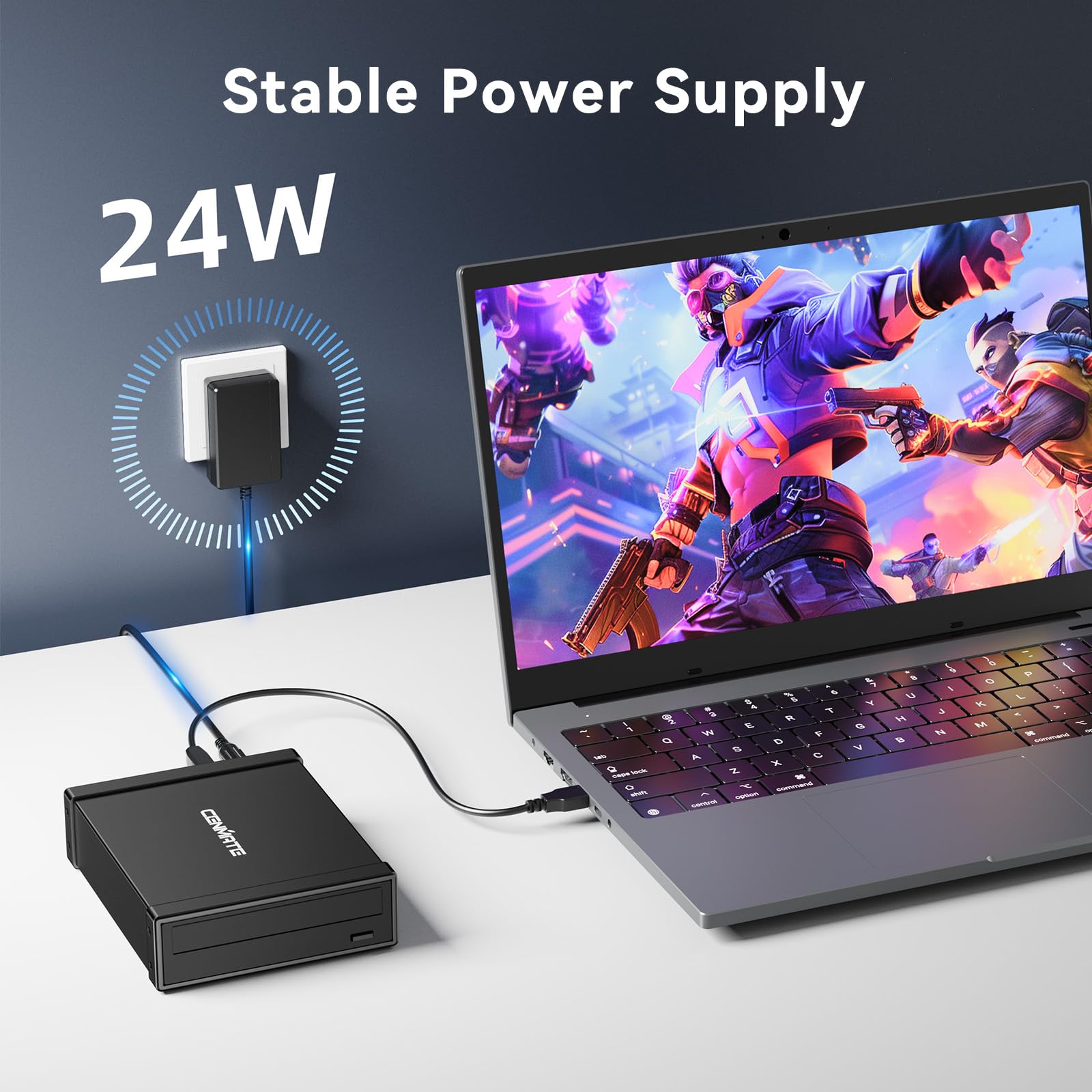 cenmate Optisches Laufwerksgehäuse für 5,25-Zoll-Blu-Ray/CD/DVD-SATA-Laufwerk, externes Aluminiumgehäuse mit USB-A/C-3.0-Kabel, Hot-Swap-fähig (KEIN Laufwerk, Keine IDE-Unterstützung)