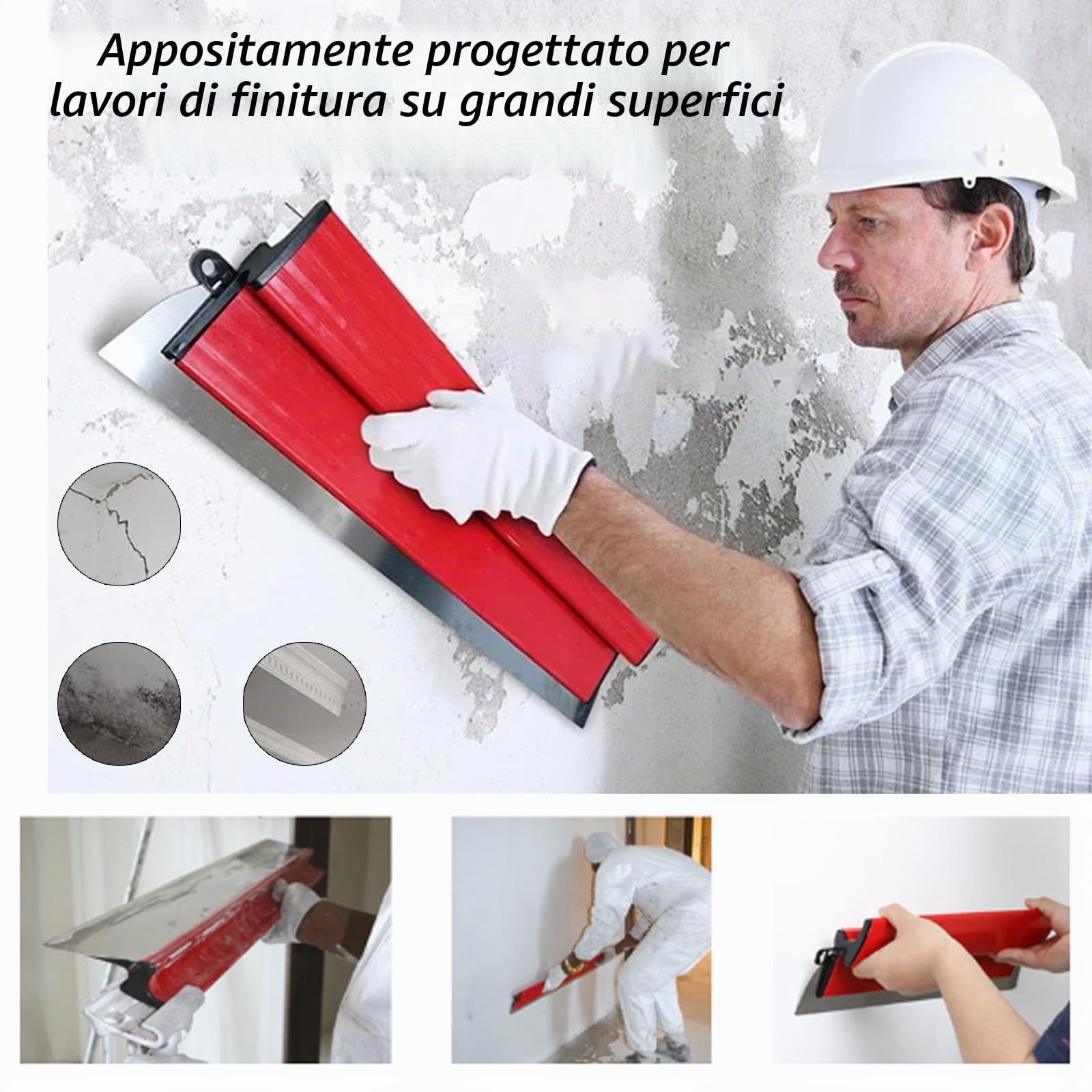 Spatola Superficie, 11PCS 0,5mm Set Spatole 80cm/60cm/40cm/25cm Strumento Spatola Con Lama Acciaio Inossidabile Spatole Superficie Decorazione Parete Un'Ampia Area Lavoro Con Asta Telescopica