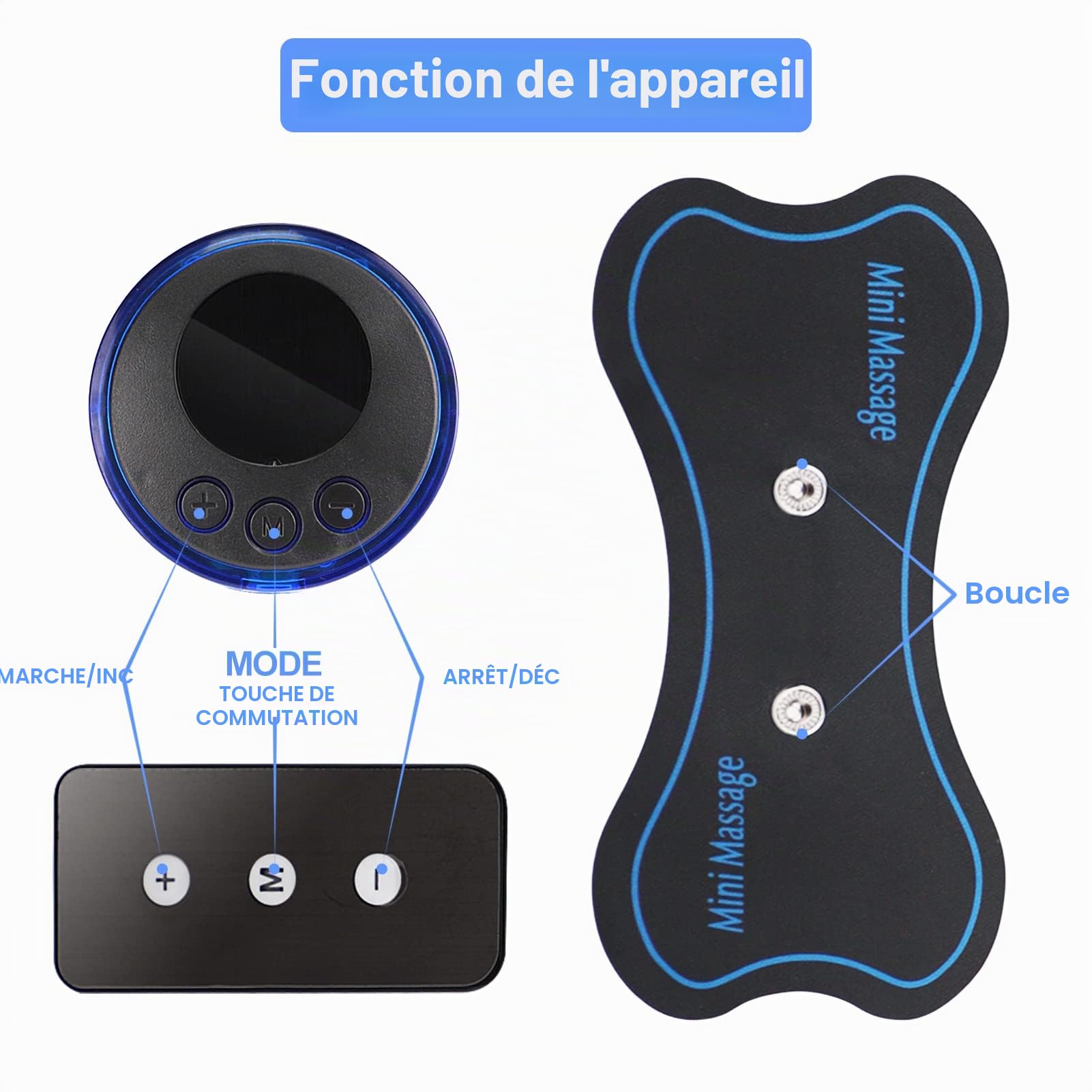 Lot de 2 mini masseurs de cou, appareil de massage du corps et du cou, appareil de massage électrique des épaules, soulagement de la douleur pour bras, cou, dos, taille, jambes, 6 tampons