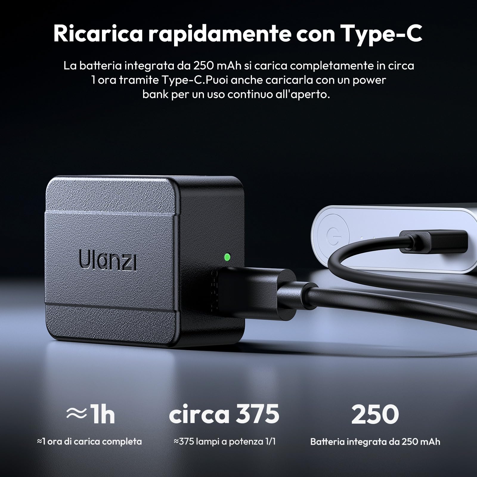 ULANZI SL01 Mini Flash GN8 6500K 375 Flash a Piena Potenza 200lux@0.3m Compatibile Nikon Sony Fujifilm Panasonic