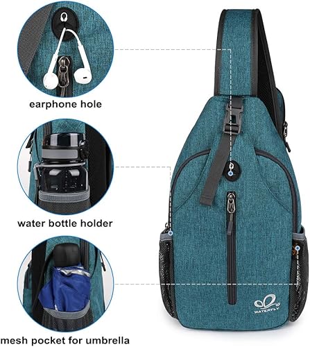 Miniatura 4 de WATERFLY - Mochila cruzada tipo bandolera para viajar y hacer senderismo, bolsa de pecho