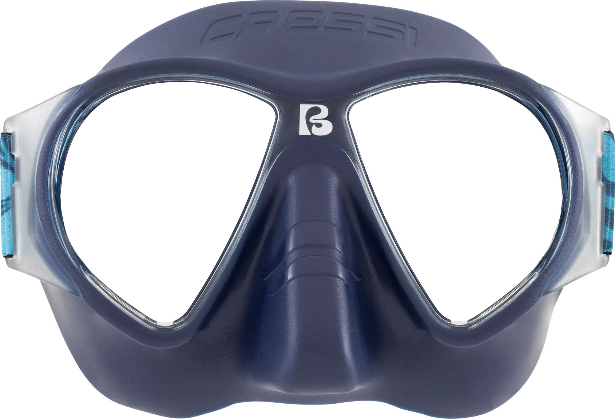 Cressi since 1946 - Force Mask - Separate Polycarbonate Lenses and Soft TPR Face Mask Ideal Snorkelling Surface Swimming and Beach Holidays - Blue Navy Elastic Strap Coral Blue - One Size - Adult