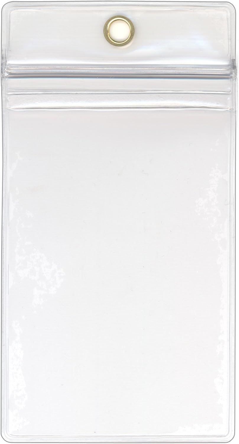 StoreSMART - 10 Pack - ID/Badge Holder - Zipper and Metal Grommet - Clear Plastic - Open Short Vertical - R3578ZIPS-10