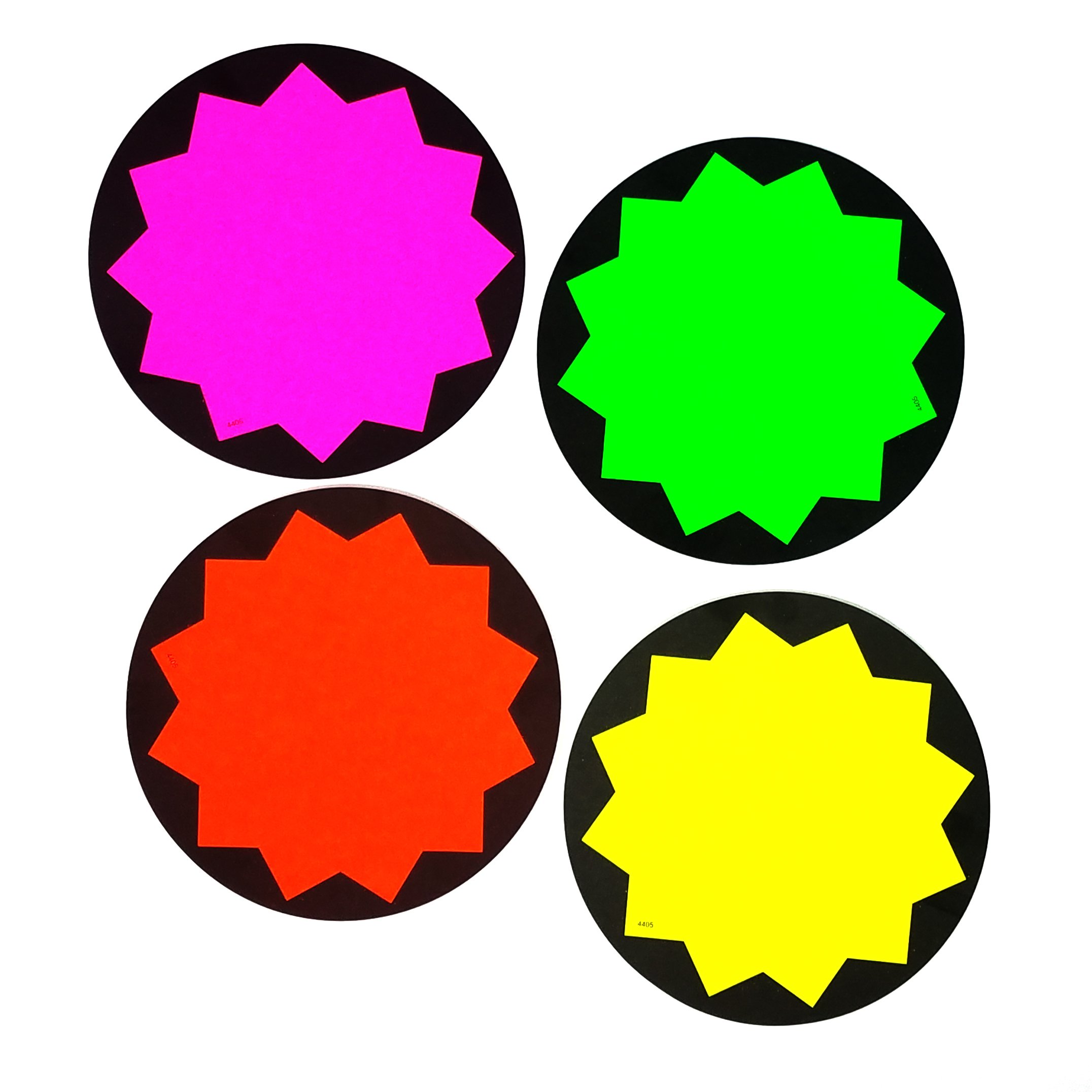 5" Blank Round Fluorescent Burst Neon Retail Sign Cards - Multi-Pack - 100 Total Cards