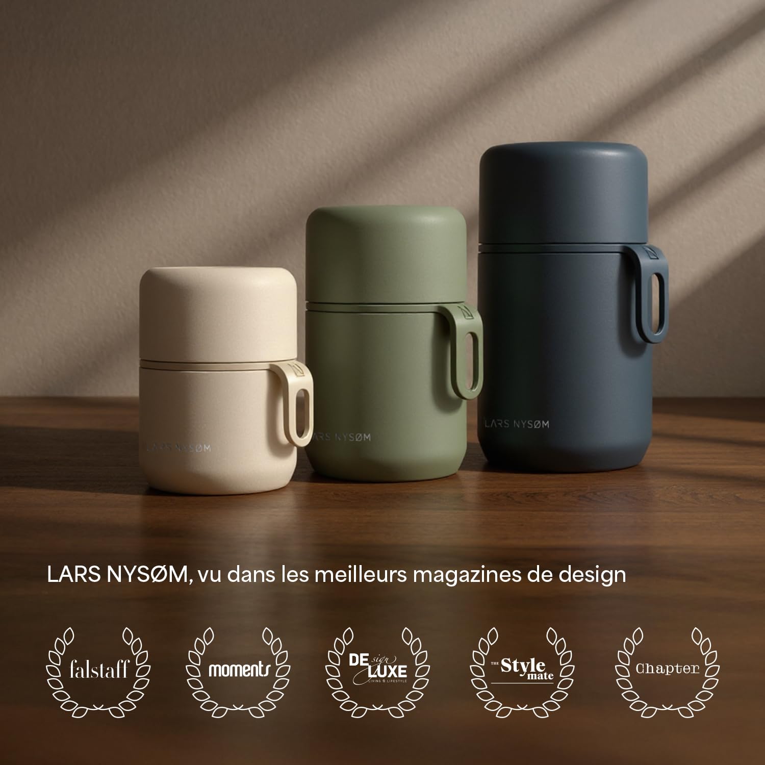 LARS NYSØM Boîte Alimentaire Isotherme en Inox - Récipient Hermétique pour Repas Chauds ou Froids, Thermos à Large Ouverture pour Soupe, Bureau & Voyage (Almond Beige, 700ml)