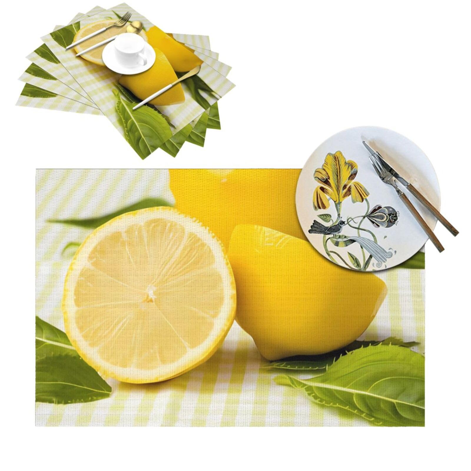 Sets de table en PVC jaune citron 30x45 cm lavables pour votre salle à manger