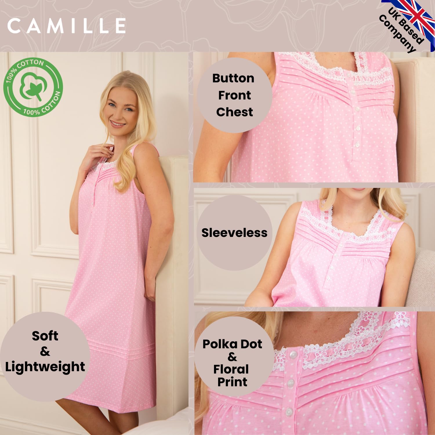 CAMILLE Mujeres Sin Mangas Polka Punto Vestido De Noche Blanco