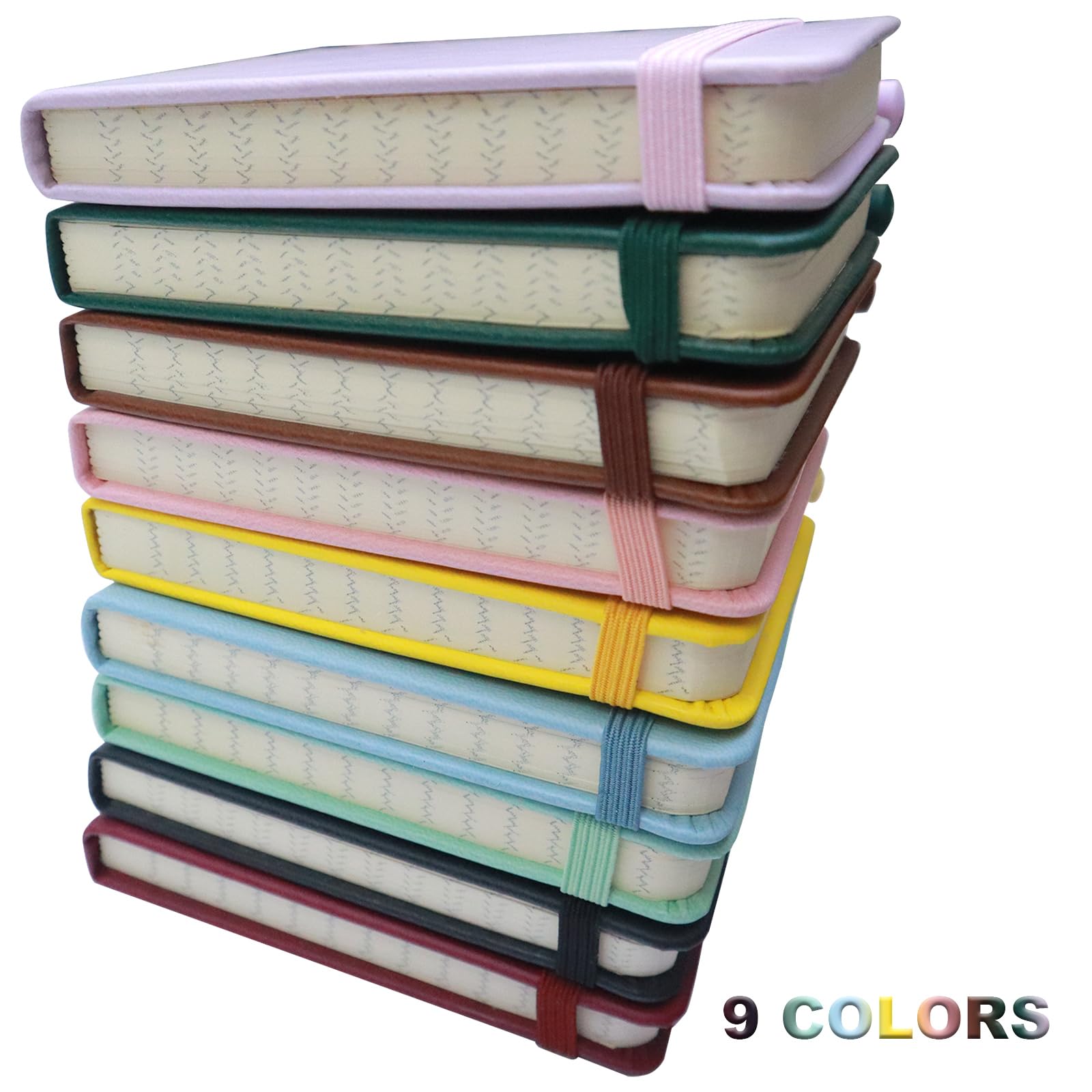 Mini taccuino con penna, formato A7, in pelle PU, copertina rigida, piccoli blocchetti per appunti, con fascia elastica, per infermieri, ufficio, scuola, giornalisti e diario di viaggio, confezione da