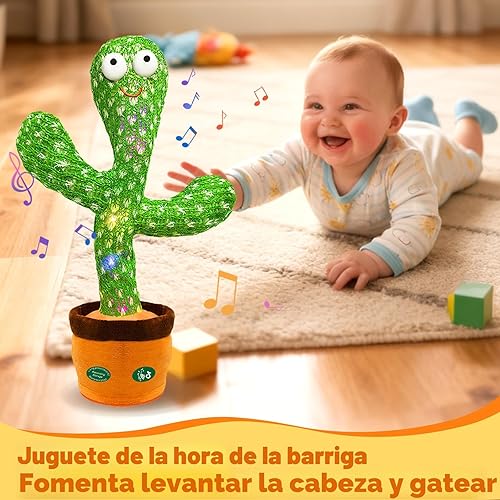 Miniatura 3 de Juguete de cactus parlante que imita el baile, regalo divertido para niños pequeños de 1, 2, 3 años, registro de canto, repite lo que dices