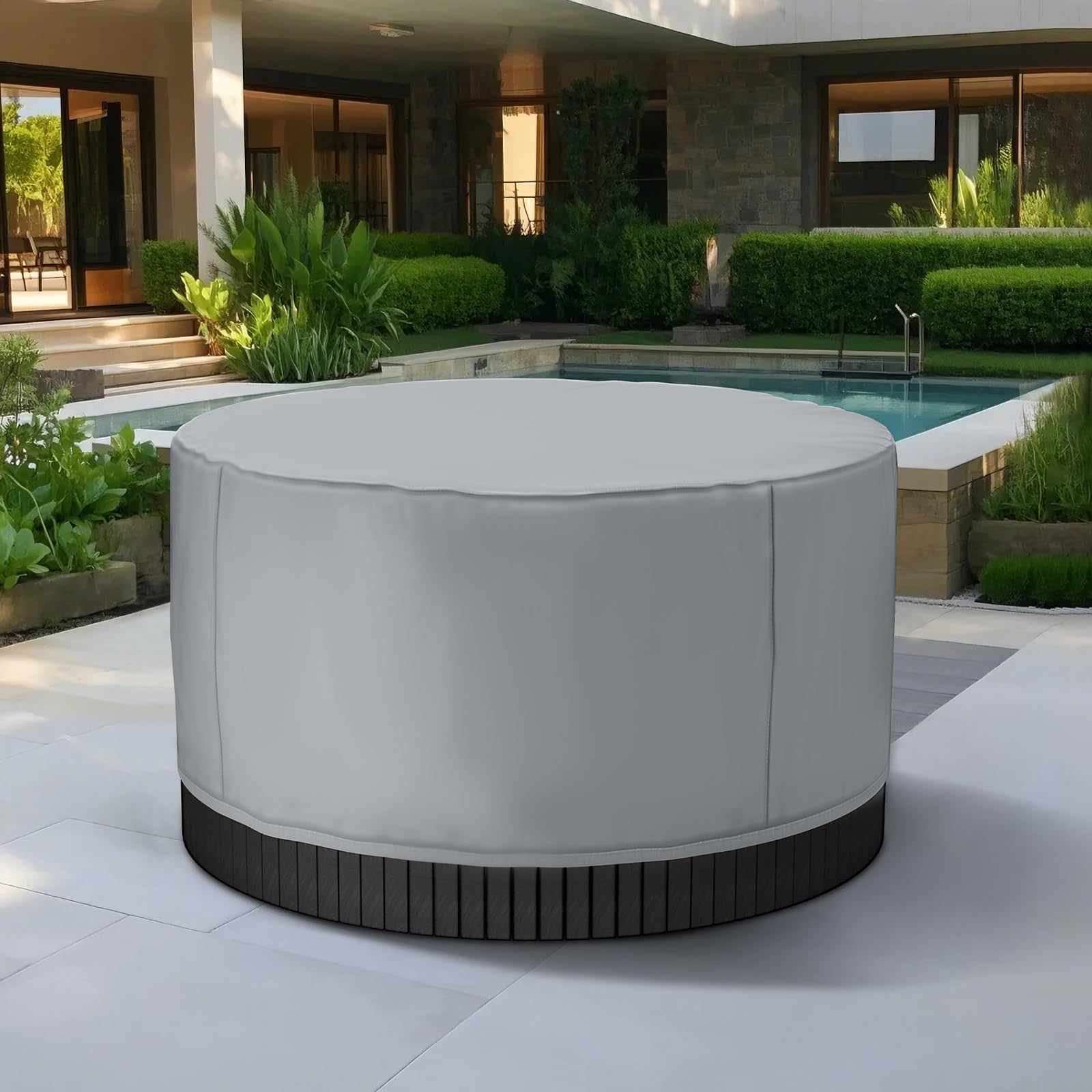 VEVOR Housse de Protection pour Spa extérieur, φ200 x 85 cm, Couverture Ronde Spa, résistante aux intempéries et à l'eau, Tissu Oxford 420D Ultra-résistant et résistance à la déchirure 950N, Gris
