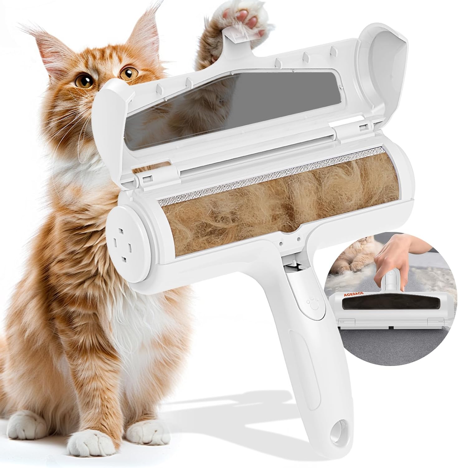 ACE2ACE Pet Hair Remover, Dog and Cat Hair Removal Brush, Reusable Lint Roller for Furniture, Couch, Rug and Bedding ACE2ACE Pet Hair Remover, Dog and Cat Hair Removal Brush, Reusable Lint Roller for Furniture, Couch, Rug and Bedding