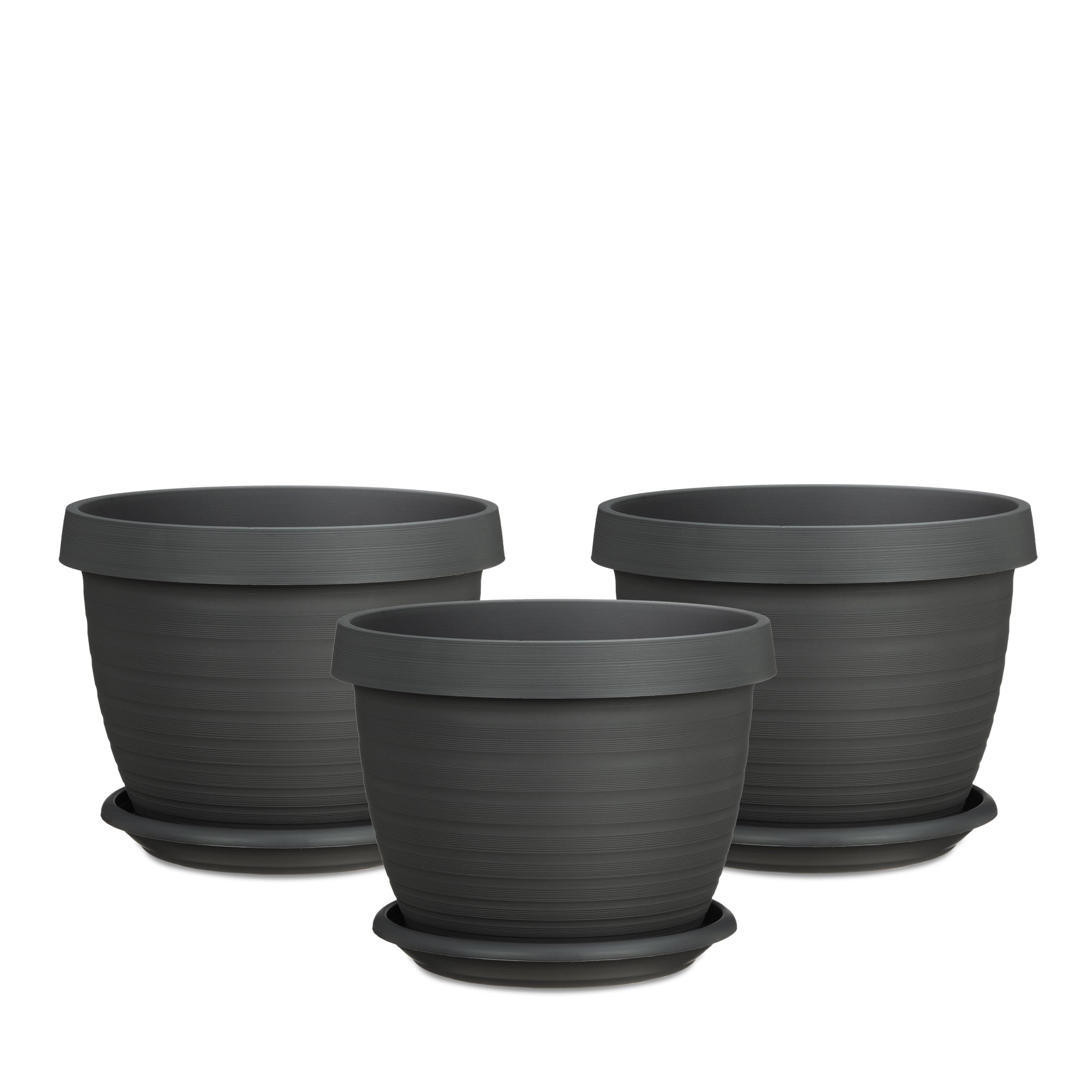 Scheurich 3er Set Blumentöpfe Country Star mit Untersetzern, Grau, Ø 39 cm, H 30 cm