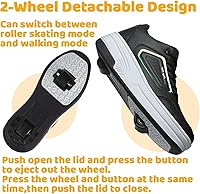 Vista 3 de Wooowyet - Zapatos con ruedas recargables para patinar para niños, unisex, con luces LED, moda Negro